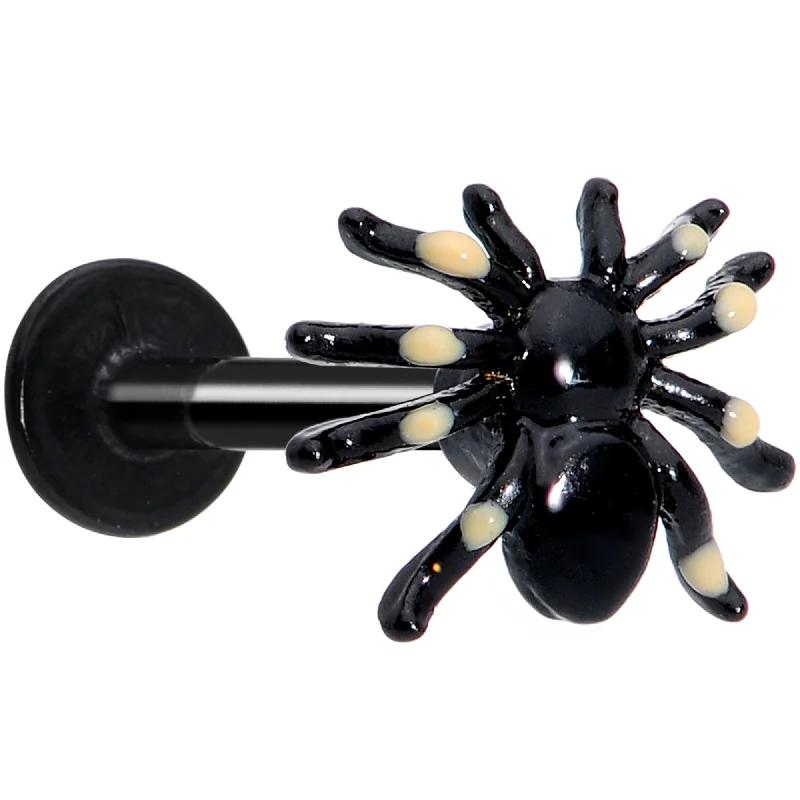 Stainless Steel Lip Rings for Durable Fashion16 Gauge 5/16 Black Spooky Spider Halloween Labret Monroe Tragus