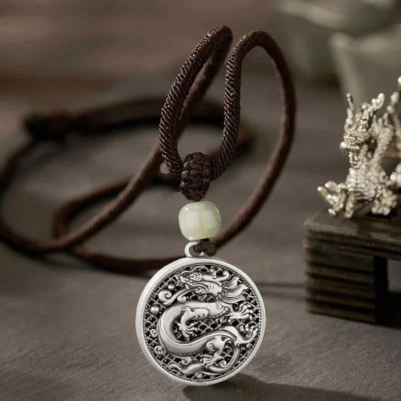Shop Classic Women's Necklaces & Pendants with a Modern Twist-Buddha Stones 999 Sterling Silver Year of the Dragon Fu Character Hetian Jade Success Necklace Pendant Shop Classic Women's Necklaces & Pendants with a Modern Twist-Buddha Stones 999 Sterling Silver Year of the Dragon Fu Character Hetian Jade Success Necklace Pendant