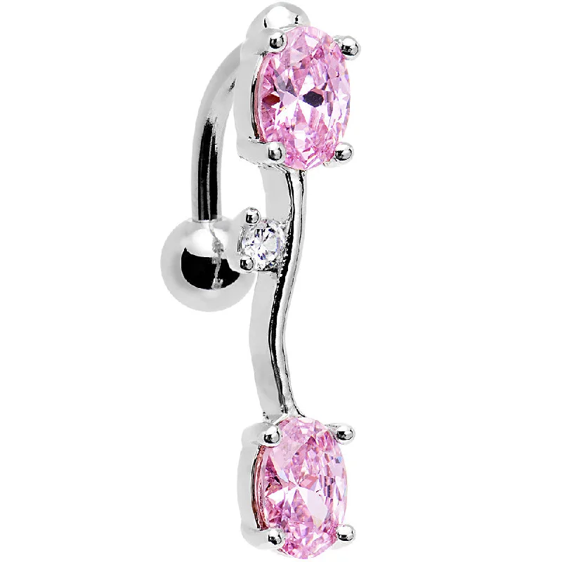 Trendy Belly Rings for Creative Designs -Pink Gem Really Reversible Double Mount Belly Ring Trendy Belly Rings for Creative Designs -Pink Gem Really Reversible Double Mount Belly Ring
