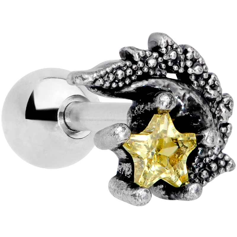 Women's Earrings – Elegant Designs for Every Personality--16 Gauge 1/4 Yellow Gem Shooting Star Cartilage Tragus Earring