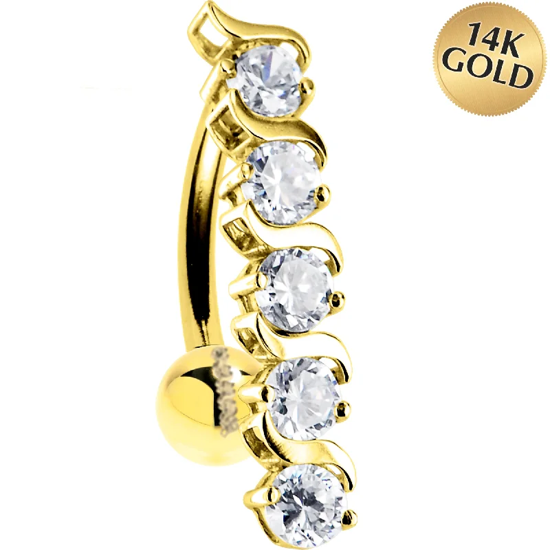 Comfortable Belly Rings for All-Day Comfort -16 Gauge Solid 14KT Yellow Gold TOP DROP Cubic Zirconia DELIGHT Belly Ring Comfortable Belly Rings for All-Day Comfort -16 Gauge Solid 14KT Yellow Gold TOP DROP Cubic Zirconia DELIGHT Belly Ring