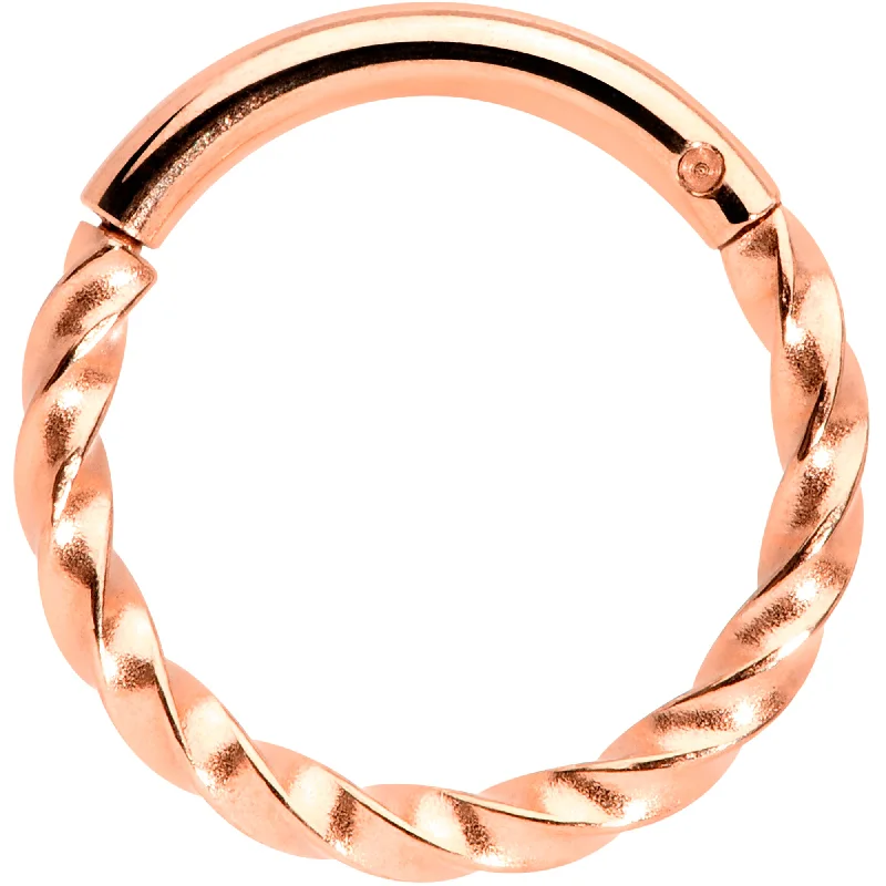 Beautiful Lip Rings with Shiny Detail16 Gauge 5/16 Rose Gold Tone Twisted Elegance Cartilage Clicker