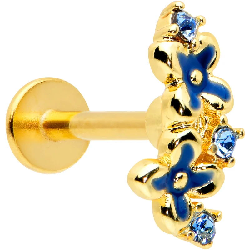 Unique Lip Rings with Custom Designs16 Gauge 1/4 Blue Gem Gold Tone Floral Blues Labret Monroe Tragus Unique Lip Rings with Custom Designs16 Gauge 1/4 Blue Gem Gold Tone Floral Blues Labret Monroe Tragus