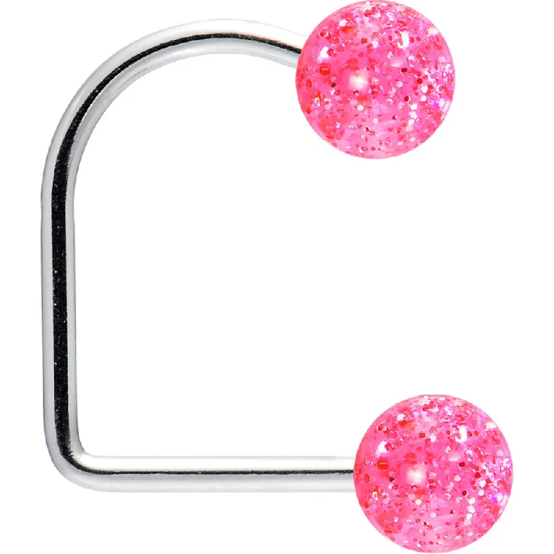 Lip Rings for Special Occasions16 Gauge Pink Acrylic Glitter Ball Lippy Loop Labret
