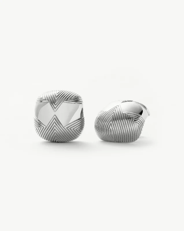 Women's Earrings – Elegant Designs for Every Personality--Hera Oversized Dome Ridge Stud Earrings | Silver Plated