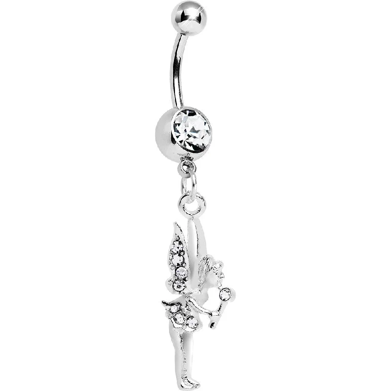 Comfortable Belly Rings with Beautiful Features -Crystalline Gem Wand and Fairy Dangle Belly Ring Comfortable Belly Rings with Beautiful Features -Crystalline Gem Wand and Fairy Dangle Belly Ring