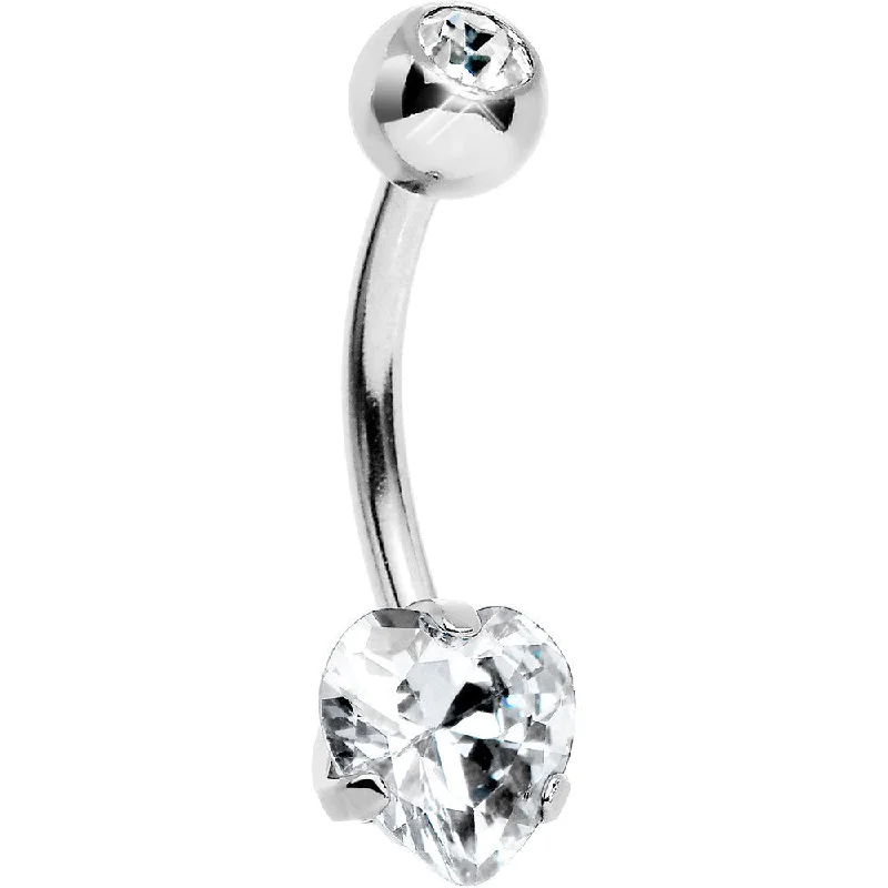 Beautiful Belly Rings with Dazzling Stones -Crystal Clear Cubic Zirconia Sparkling Heart Belly Ring Beautiful Belly Rings with Dazzling Stones -Crystal Clear Cubic Zirconia Sparkling Heart Belly Ring