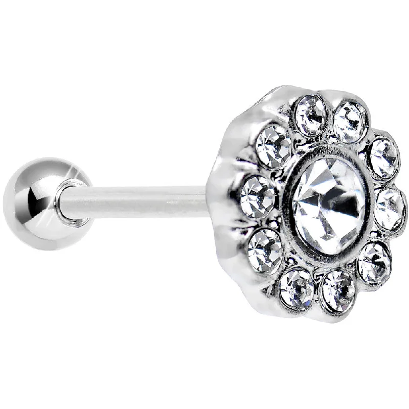 Women's Earrings – Elegant Designs for Every Personality--18 Gauge Clear CZ Sparkling Flower Cartilage Tragus Earring