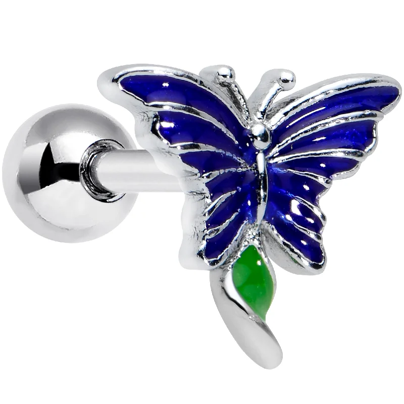 Women's Earrings – Elegant Designs for Every Personality--16 Gauge 1/4 Beautiful Blue Butterfly Cartilage Tragus Earring Women's Earrings – Elegant Designs for Every Personality--16 Gauge 1/4 Beautiful Blue Butterfly Cartilage Tragus Earring