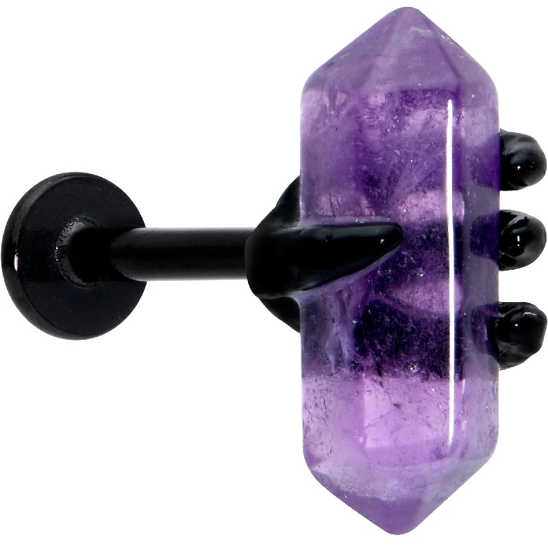 Classic Lip Rings with Stylish Charm16 Gauge 5/16 Purple Amethyst Black Claw Obelisk Labret Monroe Tragus Classic Lip Rings with Stylish Charm16 Gauge 5/16 Purple Amethyst Black Claw Obelisk Labret Monroe Tragus