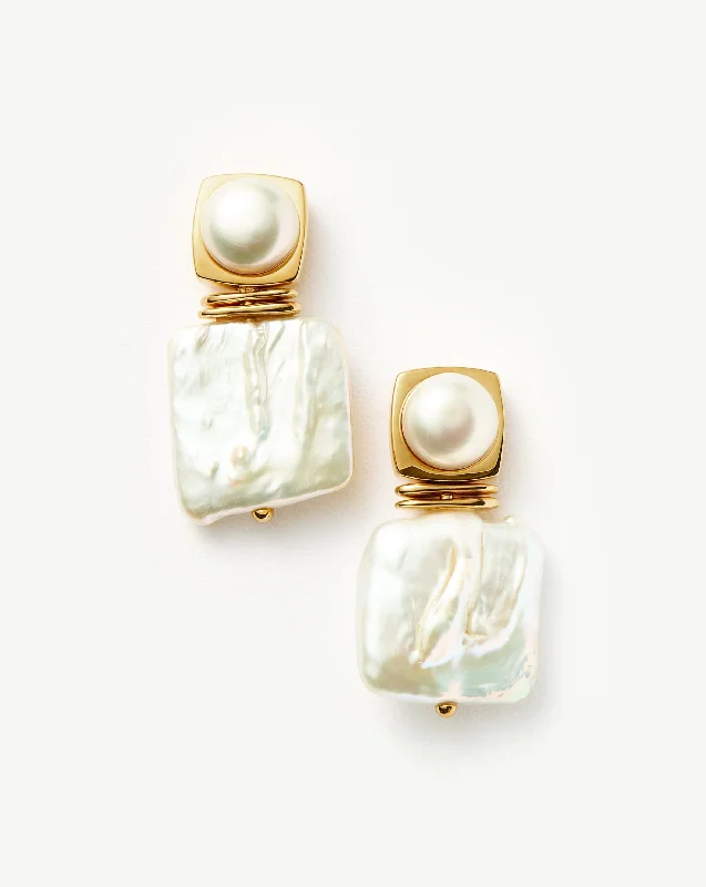 Women's Earrings – Elegant Designs for Every Personality--Square Pearl Statement Earrings | 18k Gold Plated/Pearl Women's Earrings – Elegant Designs for Every Personality--Square Pearl Statement Earrings | 18k Gold Plated/Pearl