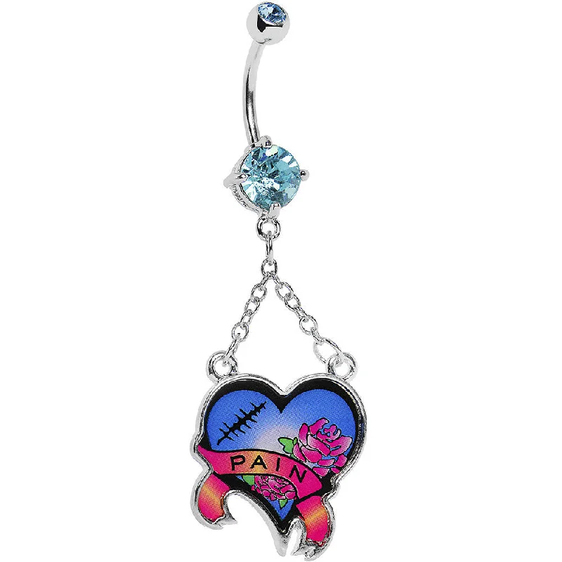 Belly Rings with Shiny Accents for Extra Glam -Aqua Gem Heart Breaker Belly Ring