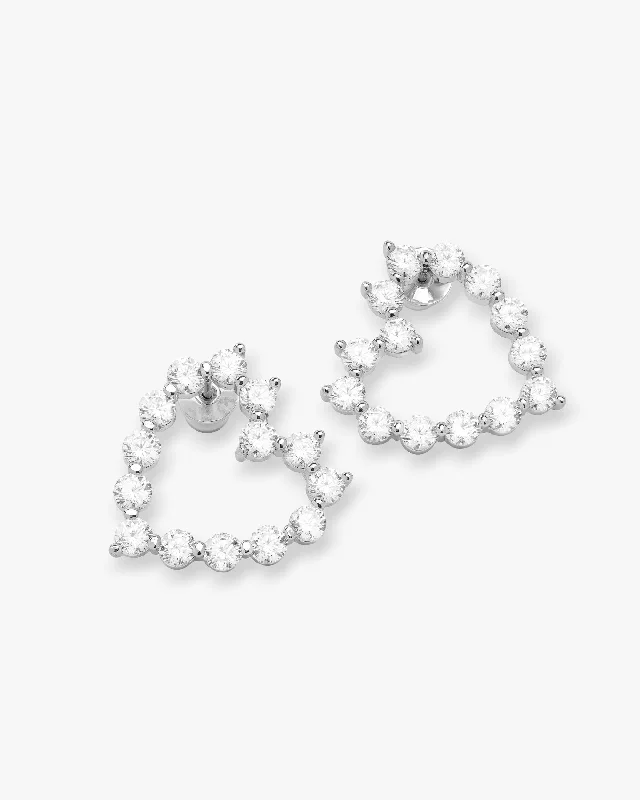 Women's Earrings – Elegant Designs for Every Personality--She's an Icon Baby Heart Earrings - Silver|White Diamondettes