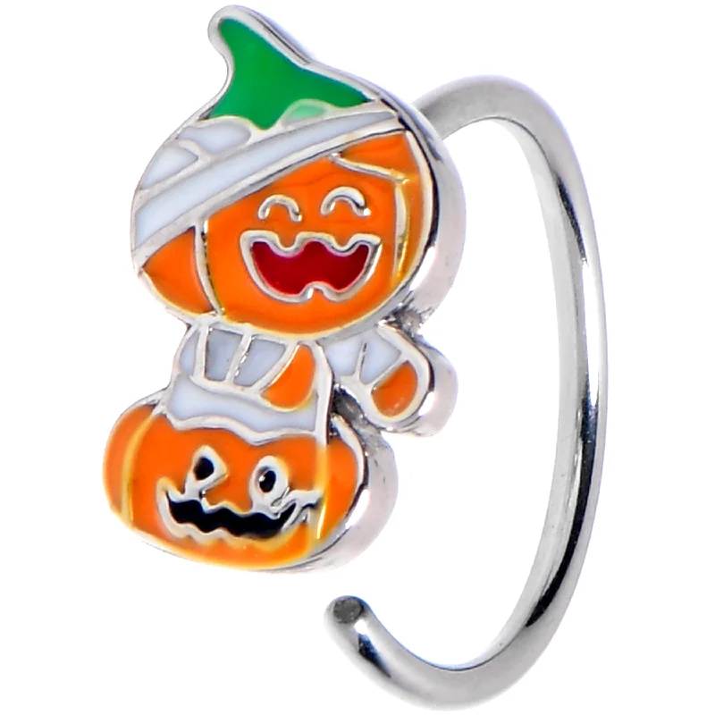 Trendy Nose Rings for Edgy Fashion -20 Gauge 5/16 Mummy Pumpkin Jack OLantern Nose Hoop Trendy Nose Rings for Edgy Fashion -20 Gauge 5/16 Mummy Pumpkin Jack OLantern Nose Hoop