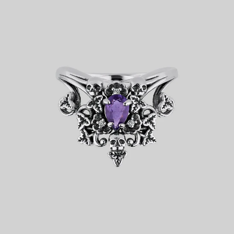 Chic Women's Rings for Fashion-Forward Looks-MALVOLIA. Garden of Remembrance Amethyst Ring - Silver
