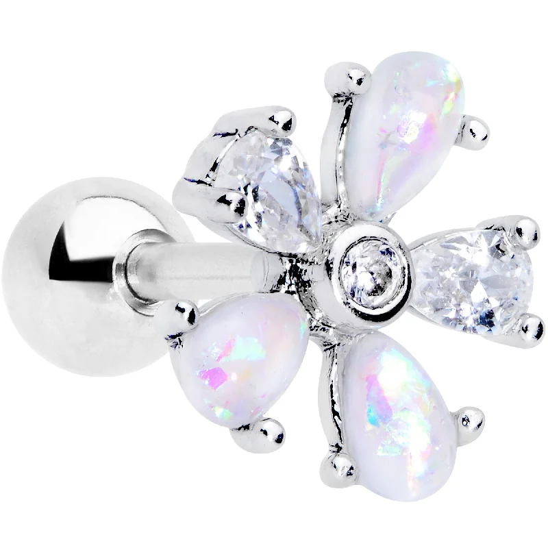 Women's Earrings – Elegant Designs for Every Personality--16 Gauge 1/4 White Faux Opal Flower Cartilage Tragus Women's Earrings – Elegant Designs for Every Personality--16 Gauge 1/4 White Faux Opal Flower Cartilage Tragus
