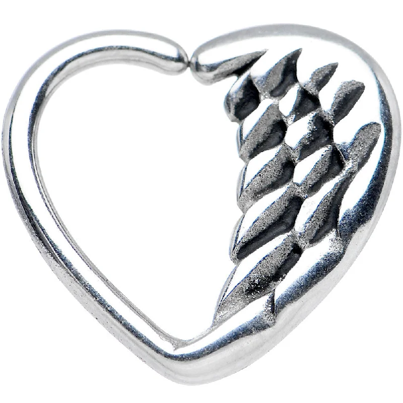 Women's Earrings – Elegant Designs for Every Personality--16 Gauge 3/8 Angel Wing Heart Closure Daith Cartilage Tragus Earring
