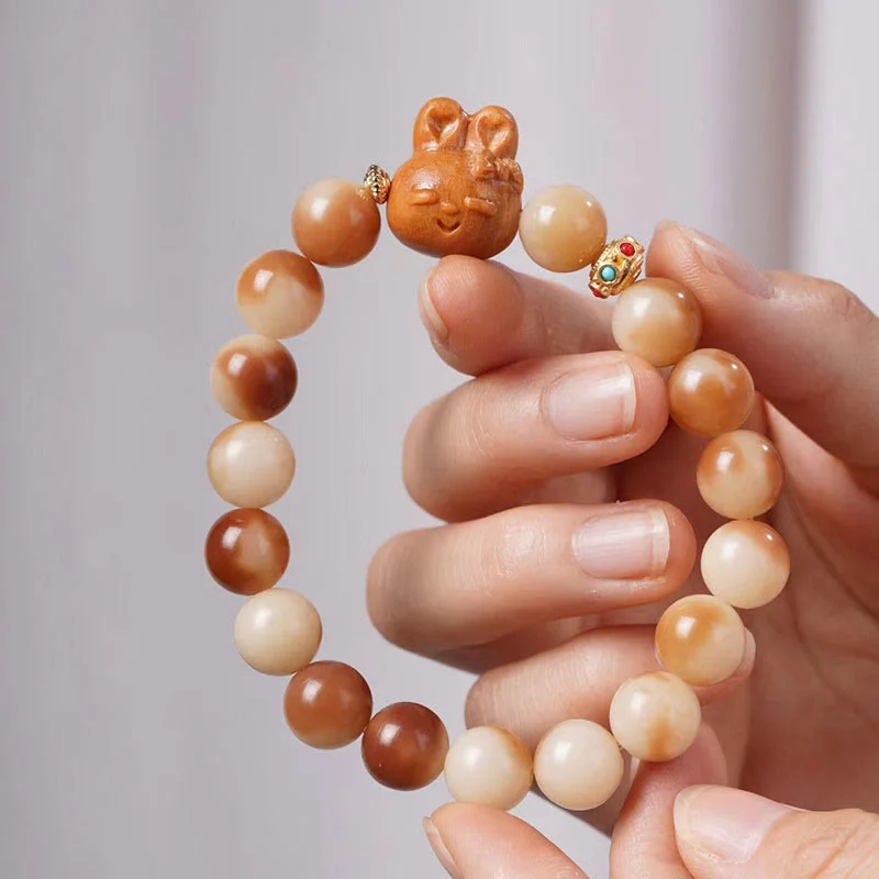 Personalized Stainless Steel Bracelets for Men-Buddha Stones Natural Bodhi Seed Lovely Rabbit Peace Bracelet Personalized Stainless Steel Bracelets for Men-Buddha Stones Natural Bodhi Seed Lovely Rabbit Peace Bracelet