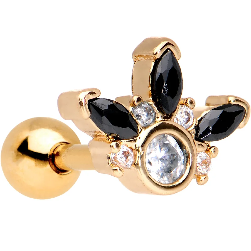 Women's Earrings – Elegant Designs for Every Personality--1/4 Clear Black CZ Gem Gold Tone Anodized Cartilage Tragus Earring Women's Earrings – Elegant Designs for Every Personality--1/4 Clear Black CZ Gem Gold Tone Anodized Cartilage Tragus Earring