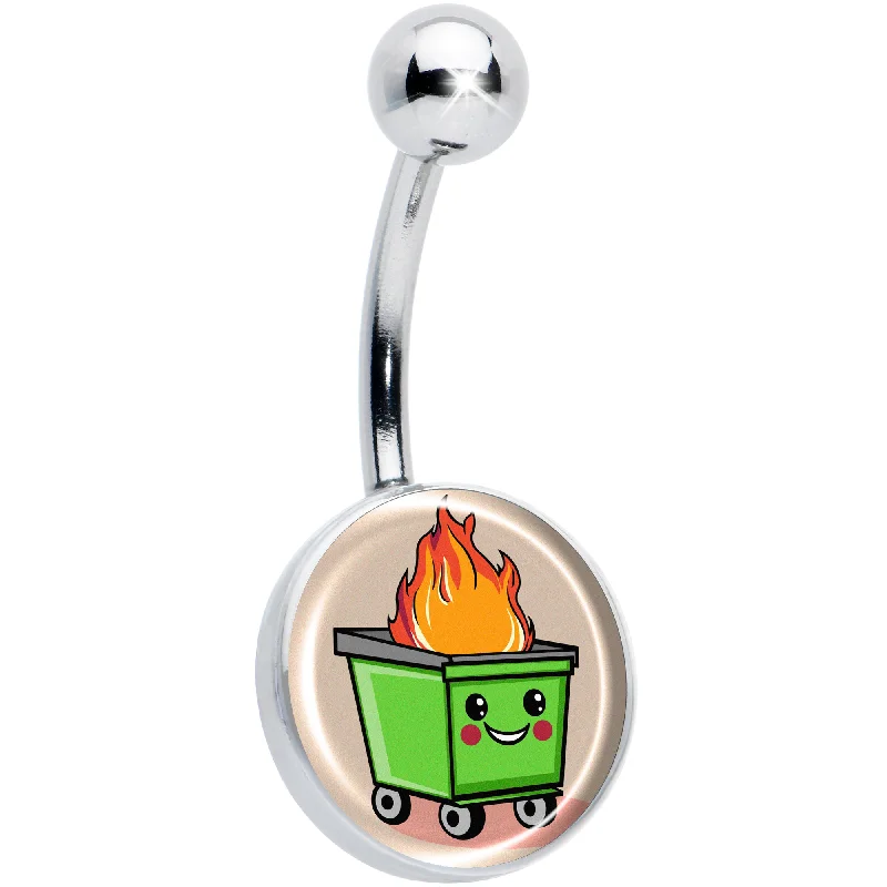 Trendy Belly Rings with Stylish Accents -Dumpster Fire Belly Ring