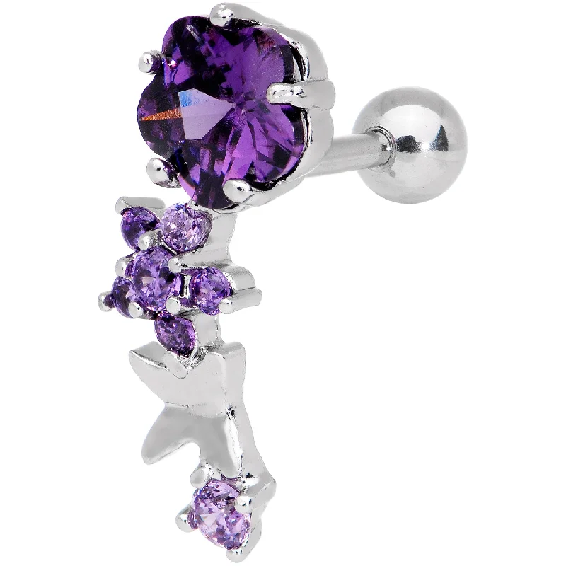 Women's Earrings – Elegant Designs for Every Personality--1/4 Purple Gem Cascade Right Cartilage Earring