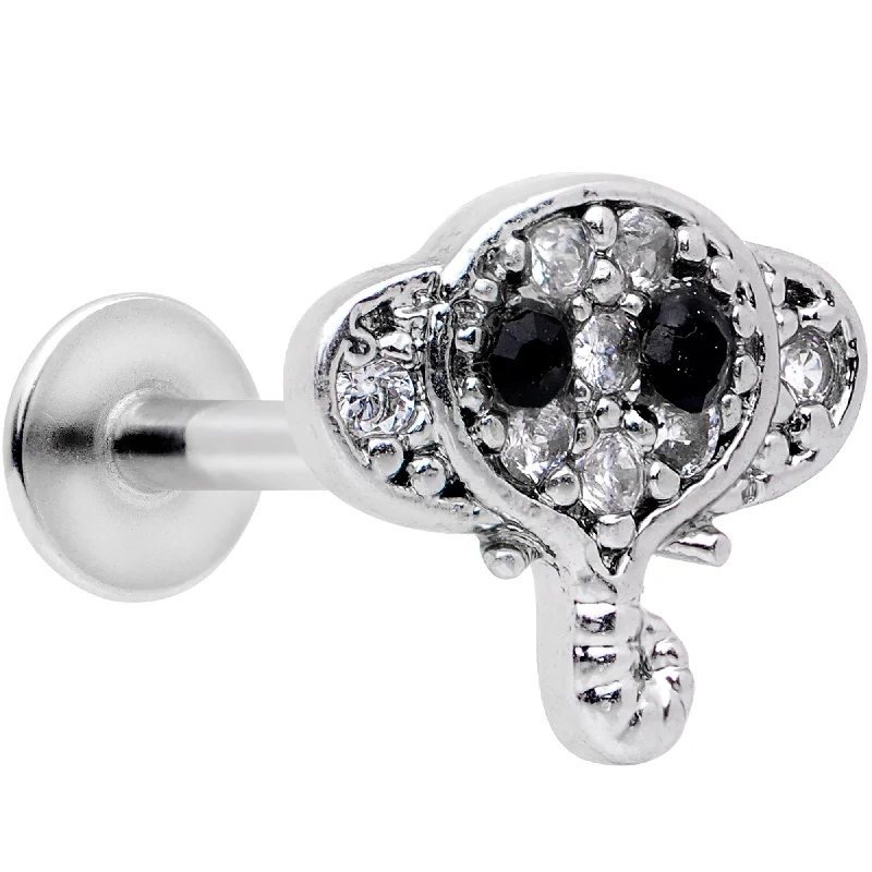 Timeless Lip Rings for Elegant Women16 Gauge 5/16 CZ Gem Black Eye Elephant Labret Monroe Tragus