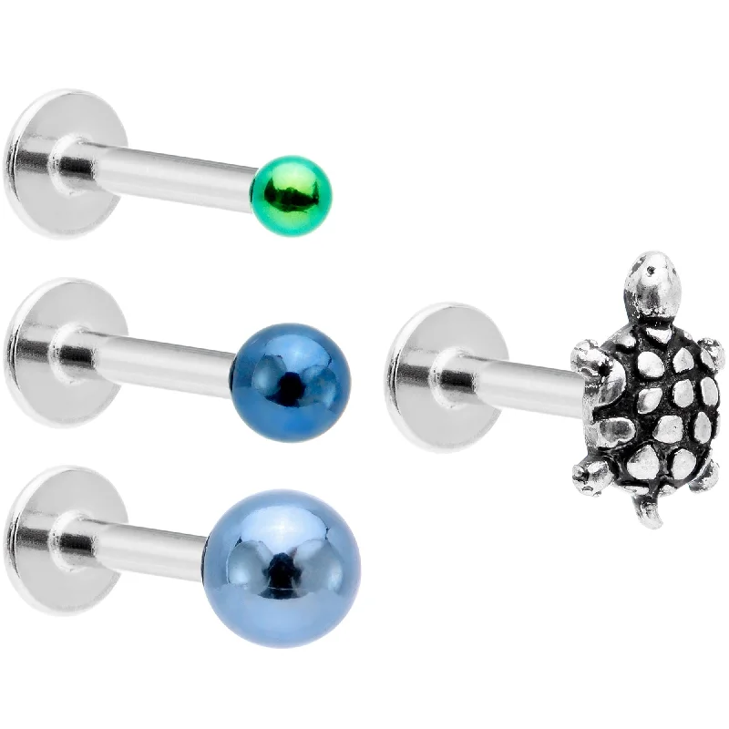 Lip Rings for Creative Piercings16 Gauge 5/16 Multi Tone End Turtle Cartilage Tragus Earring Set