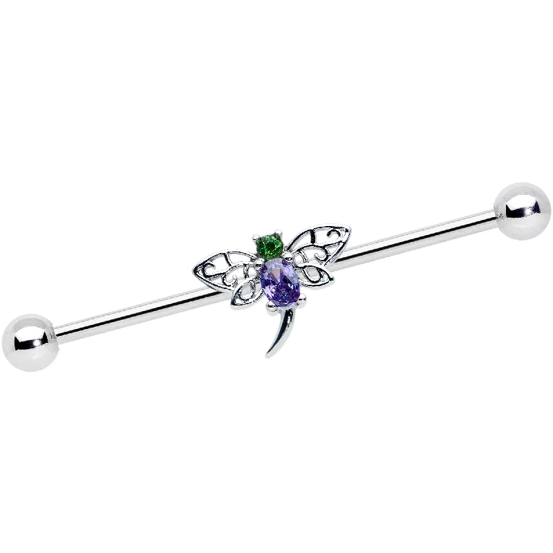 Women's Earrings – Elegant Designs for Every Personality--14 Gauge Purple Green Gem Dragonfly Industrial Barbell 38mm Women's Earrings – Elegant Designs for Every Personality--14 Gauge Purple Green Gem Dragonfly Industrial Barbell 38mm