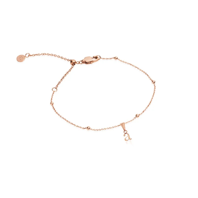 Bold Designs for Women's Bangles-Lowercase Initial Sphere Chain Bracelet (Rose Gold) Bold Designs for Women's Bangles-Lowercase Initial Sphere Chain Bracelet (Rose Gold)