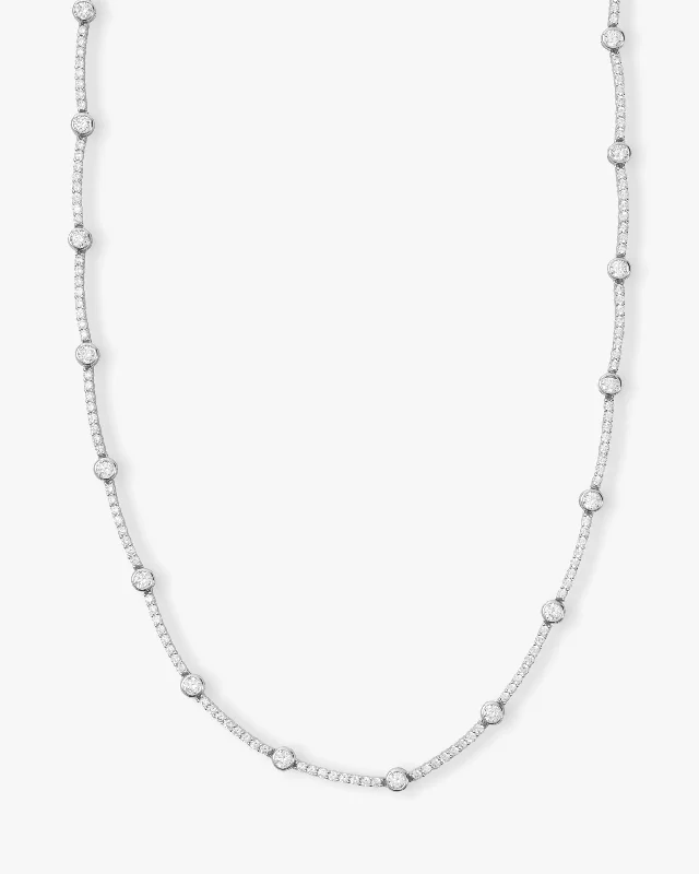 Shop Classic Women's Necklaces & Pendants with a Modern Twist-She's an Icon Station Necklace 18" - Silver|White Diamondettes Shop Classic Women's Necklaces & Pendants with a Modern Twist-She's an Icon Station Necklace 18" - Silver|White Diamondettes