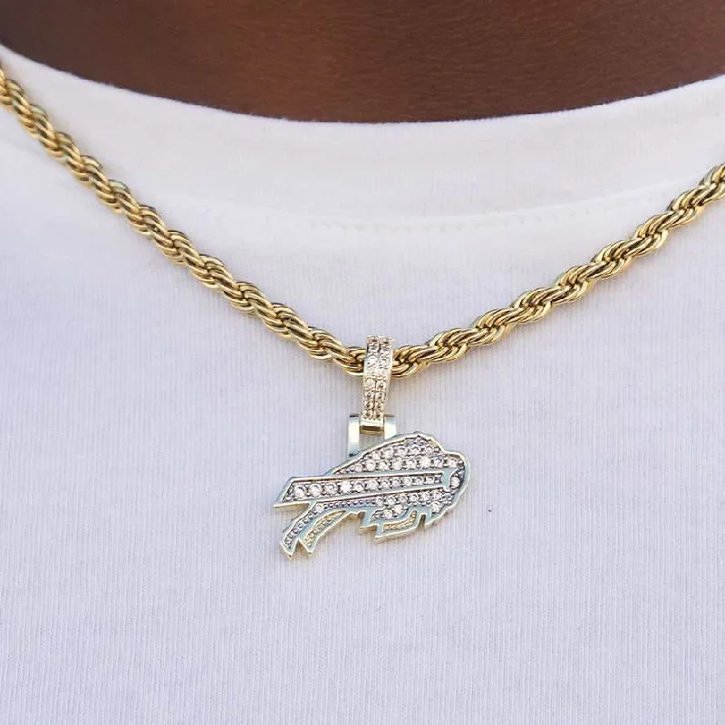 Exclusive Men's Necklaces & Pendants for the Modern Gentleman-Buffalo Bills Official NFL Micro Logo Pendant - Yellow Gold Exclusive Men's Necklaces & Pendants for the Modern Gentleman-Buffalo Bills Official NFL Micro Logo Pendant - Yellow Gold