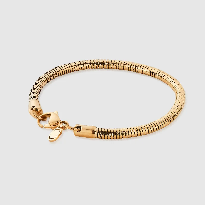 Durable Silicone Bracelets for Men-Snake Bracelet (Gold) 4mm