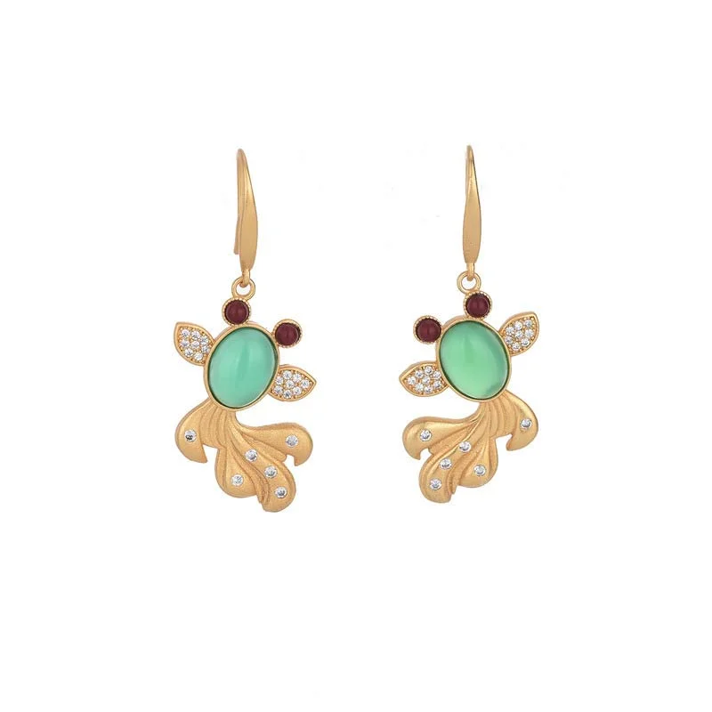 Women's Earrings – Elegant Designs for Every Personality--Buddha Stones FengShui Jade Koi Fortune Earrings