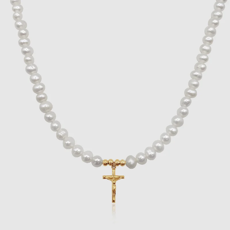 Exclusive Men's Necklaces & Pendants for the Modern Gentleman-Crucifix Real Pearl Necklace (Gold) Exclusive Men's Necklaces & Pendants for the Modern Gentleman-Crucifix Real Pearl Necklace (Gold)