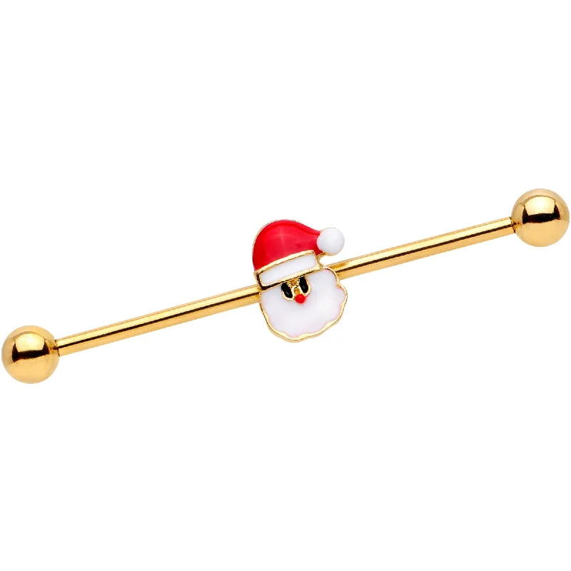 Women's Earrings – Elegant Designs for Every Personality--Gold PVD Santa Claus is Here Christmas Industrial Barbell 38mm Women's Earrings – Elegant Designs for Every Personality--Gold PVD Santa Claus is Here Christmas Industrial Barbell 38mm