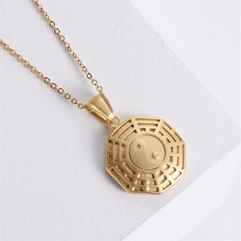 Shop Classic Women's Necklaces & Pendants with a Modern Twist-Buddha Stones Bagua Yin Yang Titanium Steel Balance Necklace Chain Pendant Shop Classic Women's Necklaces & Pendants with a Modern Twist-Buddha Stones Bagua Yin Yang Titanium Steel Balance Necklace Chain Pendant