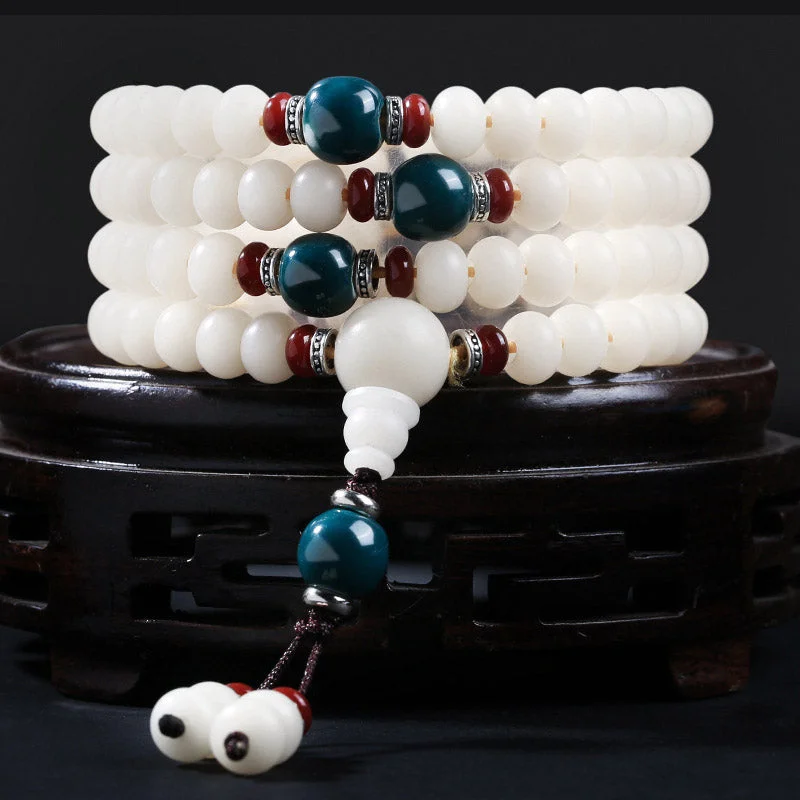 Men's Wooden Bracelets-Buddha Stones Bodhi Seed Bead Lotus Blessing Charm Bracelet