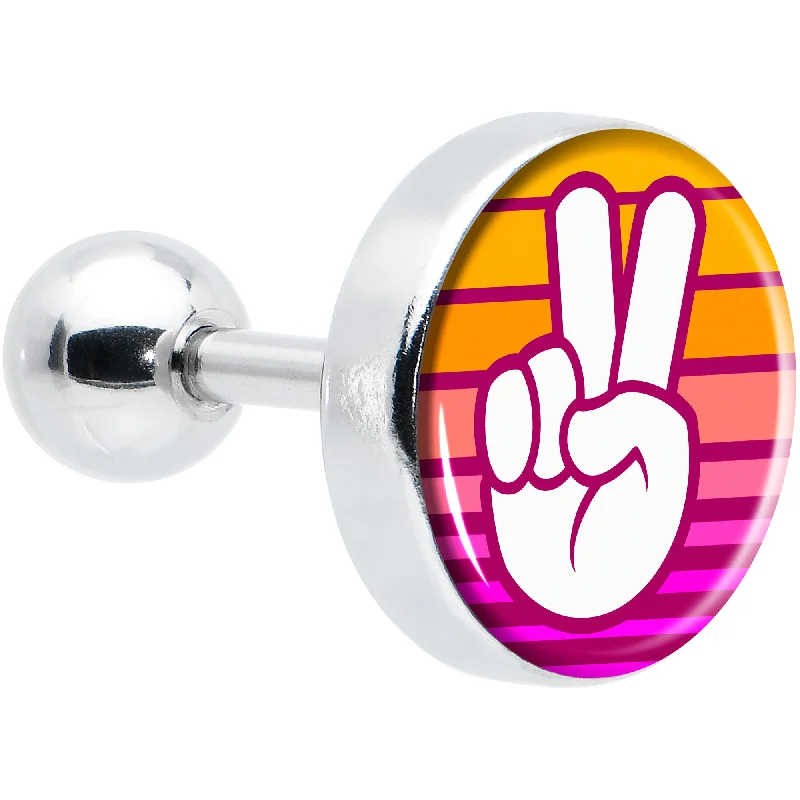 Women's Earrings – Elegant Designs for Every Personality--16 Gauge 1/4 Retro Stripes Peace Sign Fingers Cartilage Tragus Earring
