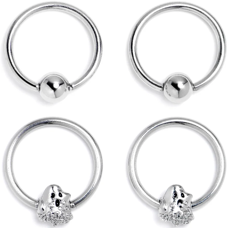 Lip Rings for Women with Creative Designs16 Gauge 3/8 Howling Ghost BCR Captive Ring Set of 4