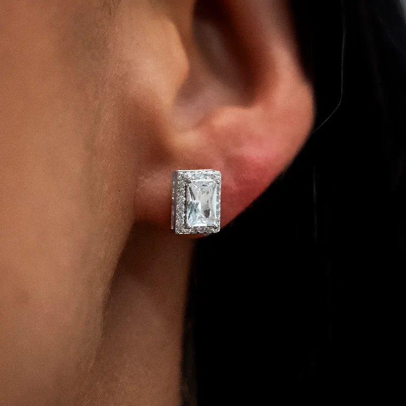 Women's Earrings – Elegant Designs for Every Personality--Baguette Micro Clustered Tennis Earrings in White Gold