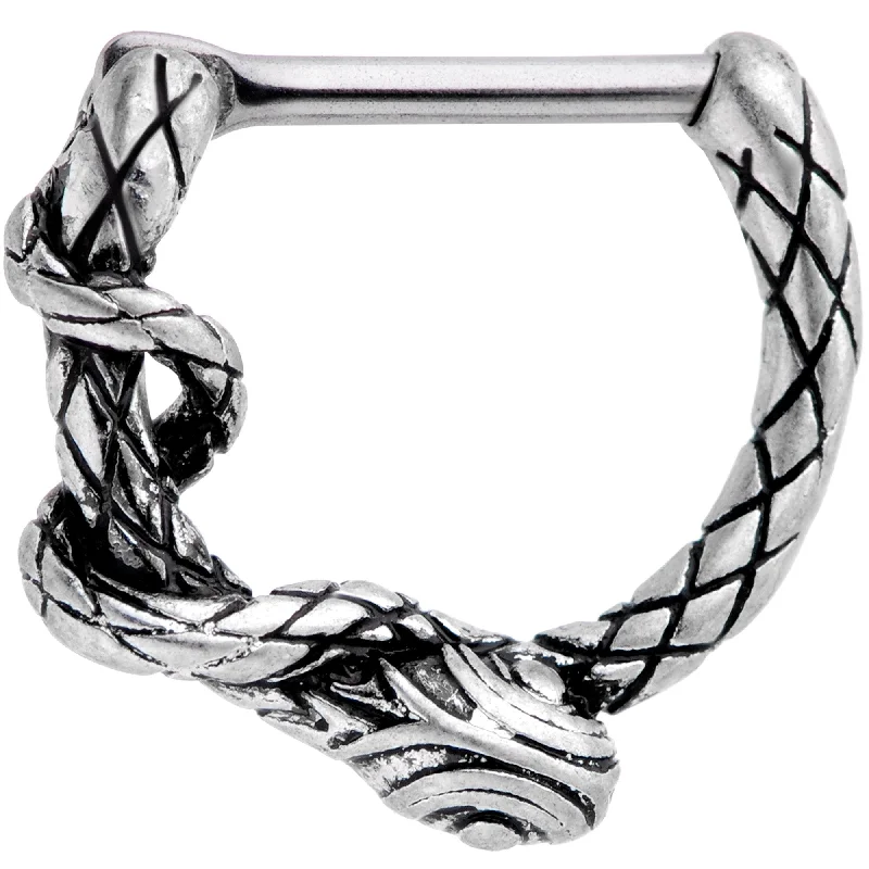 Designer Nose Rings for Unique Look -16 Gauge 5/16 Slithering Snake Septum Clicker