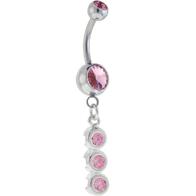 Unique Belly Rings with Personalized Touch -Pink CUBIC ZIRCONIA Basic Bubble Drop Belly Ring Unique Belly Rings with Personalized Touch -Pink CUBIC ZIRCONIA Basic Bubble Drop Belly Ring