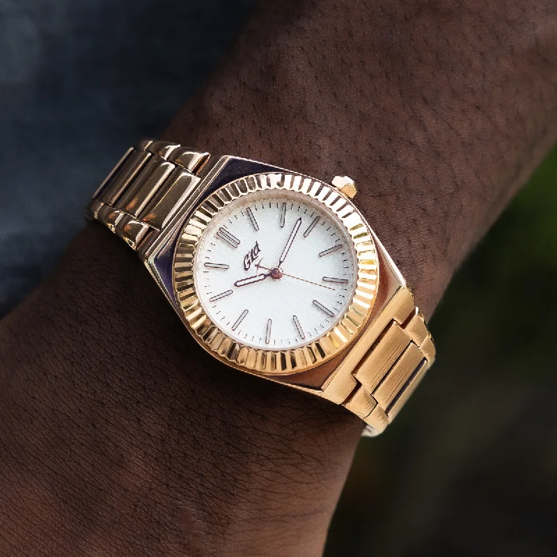 Men's Beaded Bracelets with Unique Charms-36MM Fluted Bezel Alpha Era® in Rose Gold