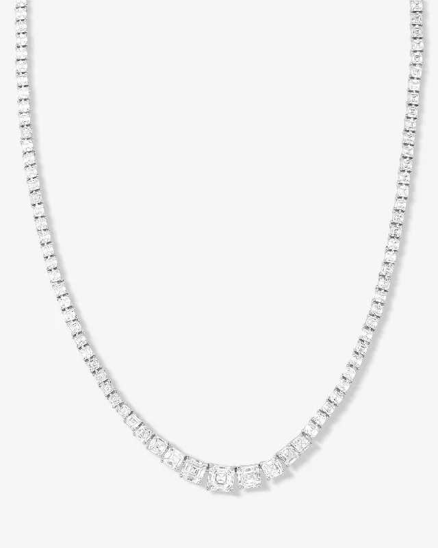 Shop Classic Women's Necklaces & Pendants with a Modern Twist-The Queen's Graduated Tennis Necklace 18" - Silver|White Diamondettes Shop Classic Women's Necklaces & Pendants with a Modern Twist-The Queen's Graduated Tennis Necklace 18" - Silver|White Diamondettes