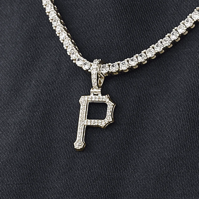 Men's Personalized Metal Link Bracelets-Pittsburgh Pirates Official MLB Micro Logo Pendant Men's Personalized Metal Link Bracelets-Pittsburgh Pirates Official MLB Micro Logo Pendant