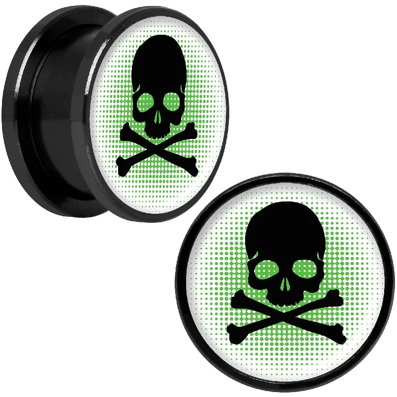 Women's Earrings – Elegant Designs for Every Personality--Green Black Skull Black Anodized Screw Fit Plug Set 5/8 Women's Earrings – Elegant Designs for Every Personality--Green Black Skull Black Anodized Screw Fit Plug Set 5/8
