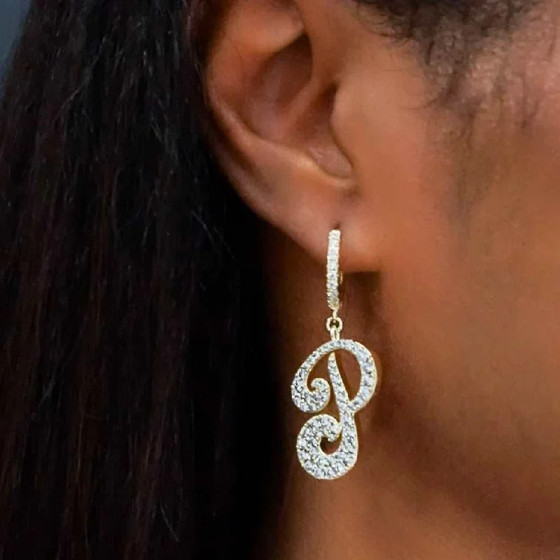 Women's Earrings – Elegant Designs for Every Personality--Diamond Script Font Earring - Single
