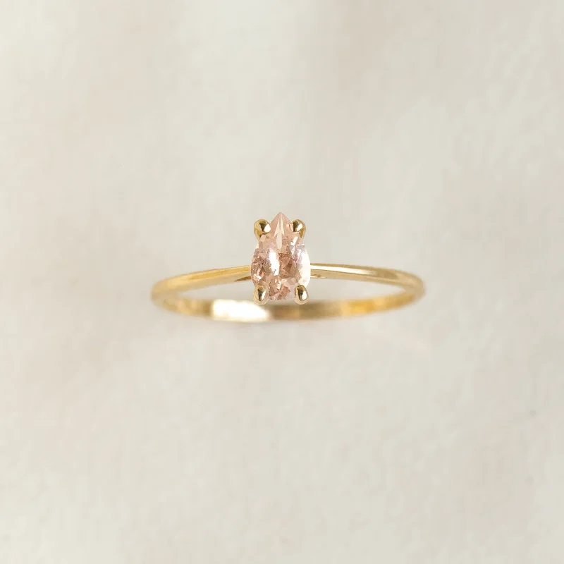 Chic Women's Rings for Fashion-Forward Looks-Pear Shaped Morganite Ring 14k Gold - Martine Chic Women's Rings for Fashion-Forward Looks-Pear Shaped Morganite Ring 14k Gold - Martine