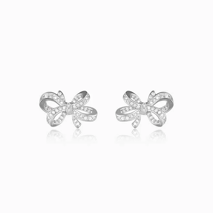 Women's Earrings – Elegant Designs for Every Personality--Silver Zircon Floral Knot Earrings