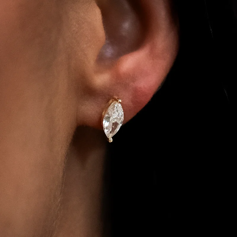 Women's Earrings – Elegant Designs for Every Personality--5mm Marquise Cut Diamond Stud Earrings in Yellow Gold
